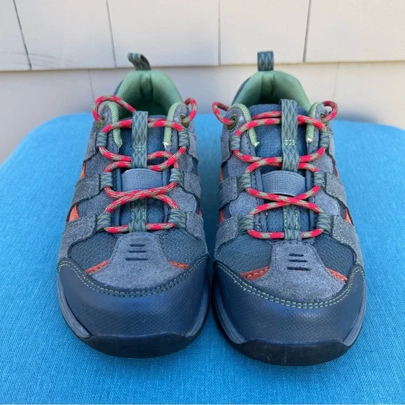 L.L. Bean Kids Trail Model Hiking Shoes - gray/orange/green - size 4 - Picture 7 of 11